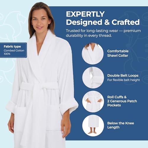 MONARCH Unisex Terry Bathrobe - 100% Lux Combed Cotton, Terry Shawl Collar Robe, Five-Star Hotel Choice, Non-Hooded4