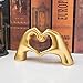 Small Heart Hands Sculpture Decor for Living Room Bedroom Bookshelf Coffe Table and Office Display, Love Finger Statue Modern Aesthetic Home Decor, Unique Gift for Wedding Christmas Birthday (Gold)