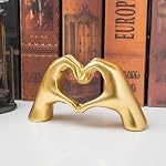 Small Heart Hands Sculpture Decor for Living Room Bedroom Bookshelf Coffe Table and Office Display, Love Finger Statue Modern Aesthetic Home Decor, Unique Gift for Wedding Christmas Birthday (Gold) - Image 5