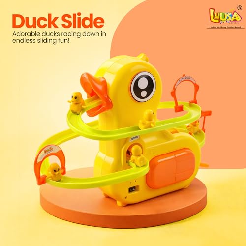 Image of Luusa Duck Slide Toy with LED Lights & Music | Electric Climbing Duck Track Toy | Educational Musical Slide Game for Kids 3-6 Years | Fun Toddler Toy Gift for Boys & Girls