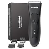 MANSPOT Groin Hair Trimmer for Men, Electric Ball Trimmer/Shaver, Replaceable Ceramic Blade Heads, Waterproof Wet/Dry Groin & Body Shaver Groomer, 90 Minutes Shaving After Fully Charged