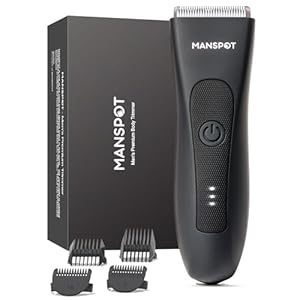 MANSPOT Manscape Groin & Body Hair Trimmer for Men, Electric Ball Pubic Trimmer Shaver,Manscape Kit with 4 Guard,Replaceable Ceramic Blade Heads,Waterproof Wet/Dry Shaver,90 Minutes Shaving