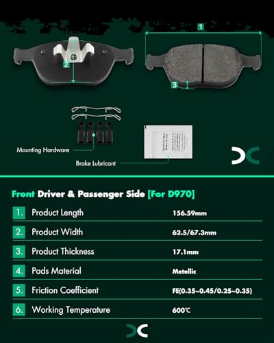Image of SCITOO D970 D886 Front & Rear Metal Brake Pads Sets w /Hardware Replacement For Ford For Focus 2002-2004