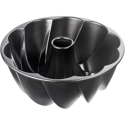 Original Kaiser Inspiration Design-Gugelhupfform 25 cm, Kuchenform mit geschwungener Oberflächenstruktur, Aluminiumguss, antihaftbeschichtet, schwarz, 25.5 x 25.5 x 11.5 cm