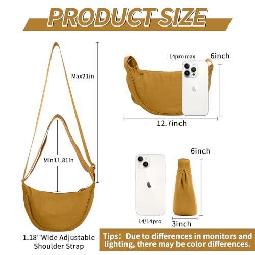 Image of Nylon Crescent Crossbody Bag for Women Men, Small Travel Sling Bag