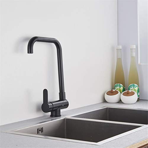 Grifo monomando de cocina negro con rotación de 360 grados y caño plegable LWX 6