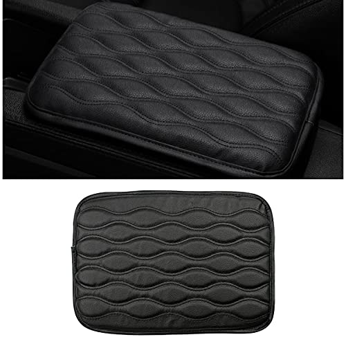 BLAU GRUN Auto Car Center Console Cover Pad, 11.4"x8.6" Waterproof PU Leather Car Armrest Seat Box Cover Protector for Most Vehicle, SUV, Truck, Car (Black)