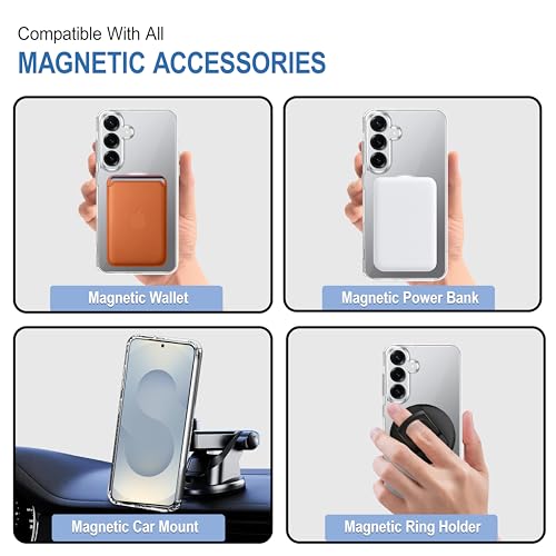 Image of CEDO Cover for Samsung Galaxy S25 Plus (5G) | Compatible with MagSafe Wireless Charging | Designed with Magnetic Lock Shockproof Phone Bumper Transparent Back Case Cover (Transparent)