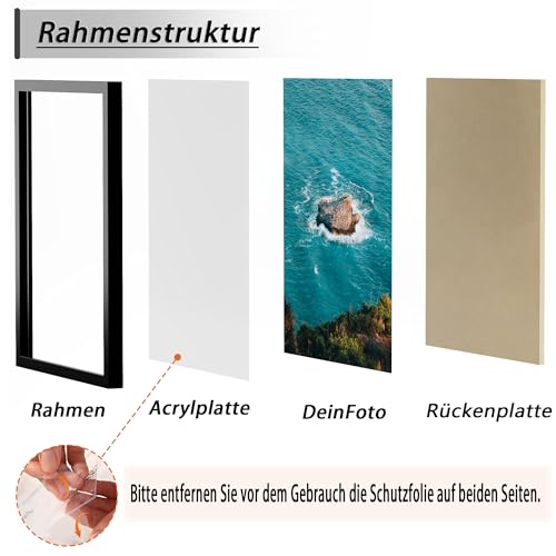 Tinkeps 3er Pack Bilderrahmen A4 Schwarz, Bilderrahmen Din A4 Hergestellt aus Holzwerkstoff, Rahmen a4 (21x29,7 cm) Ideal für Fotos, Bilder, Poster
