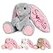 Pozetazas Personalized Bunny Plush with Embroidered Name, Custom Stuffed Animals for Babies, Bunnys Plush Toys for 3 Years Old Girl Gifts, Birthday Easter for Baby Boys Girls Toddlers Newborn (Bunny)