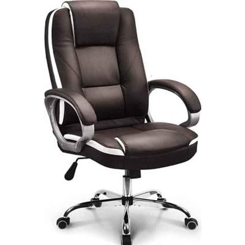 Mezonite Leatherette Executive Office Chair Ergonomic Desk Chair Mesh Computer Chair High-Back Home & Office Ergonomic Chair with Advanced Mechanism, Arm-Rest with Lumbar Support, Brown