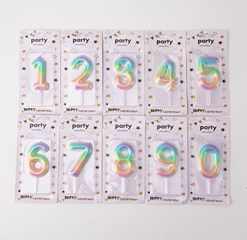 2.76" Large Birthday Candles 1St One Year Cake Baby Roman Cool Number Candle No 1 9 18 21 30 40 50 60 70 Cake Topper Numeral Candle Party Wedding Anniversary Decorations (Rainbow1) #TOP5