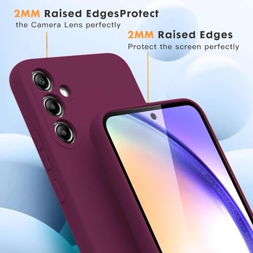 Image of DIZORO Microfiber Candy Case Compatible for Samsung A35 5G Smooth Touch Cushion Liquid Soft Silicone Gel Rubber Phone Cases Non-Slip Full Body Protective Shockproof Back Cover (Wine Red)