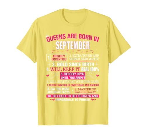 Queens are Born in September T-Shirt T-Shirt, Men, Lemon Yellow, X-Large