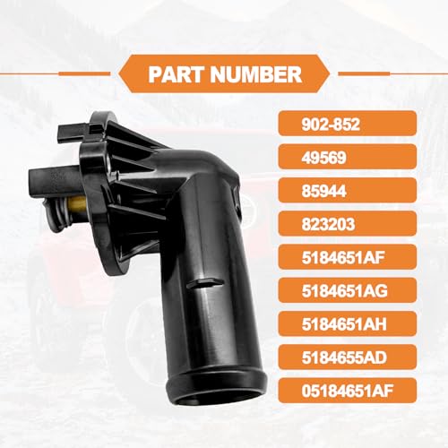 5184651AH Engine Coolant Thermostat Housing Assembly Compatible with 2011-2015 Dodge Durango 2011-2020 Jeep Grand Cherokee 2012-2018 Jeep Wrangler Replaces# 05184651AF, 902852, 5184651AG, 5184651AF