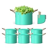 SPONDWILD 7 Pcs 10 Gallon Grow Bags, PE Garden Grow Bags for Plants with Branch-Binding Holes and Bottom Drain Holes, Ideal for Vegetables, Strawberries and Flowers