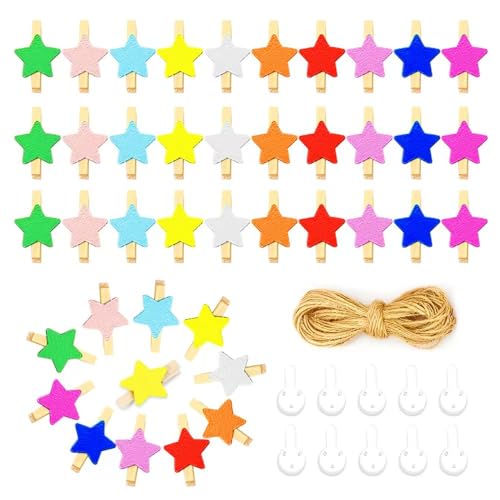 HMCEY 100 Pezzi Mollette Piccole Legno,Mollette per Foto Colorate,Molletta per Bucato Piccole,Wood Clips,Molletta Decorative Matrimonio,Mollettes da Appendere Foto per Scrapbooking DIY, Cartoline