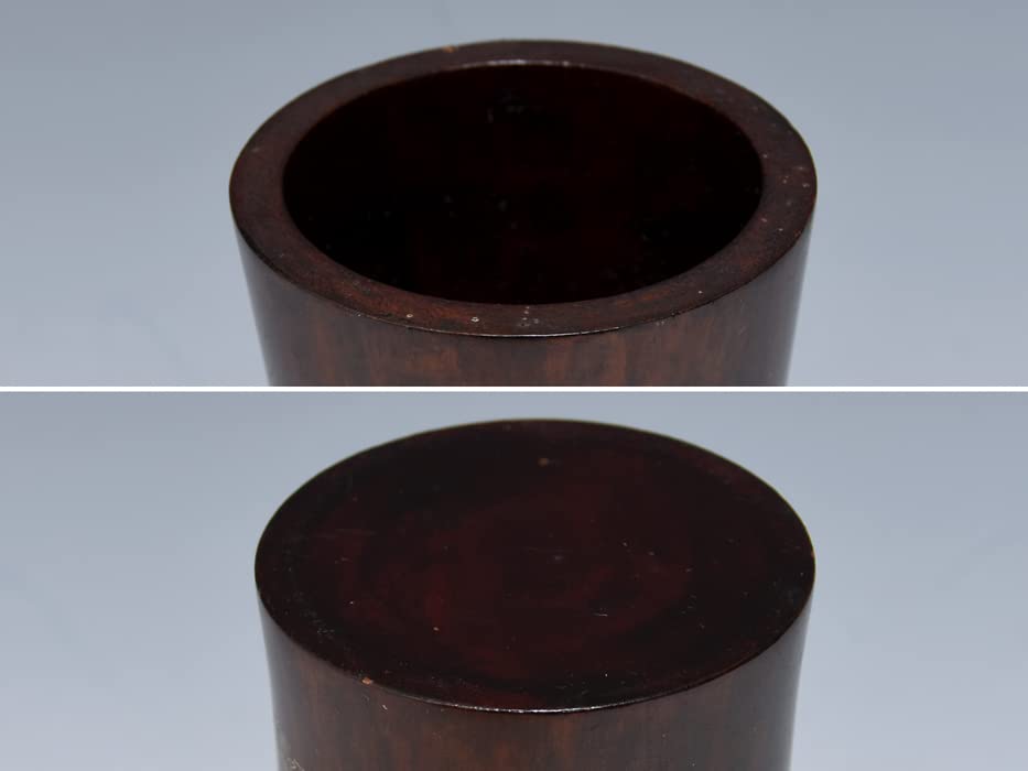 天然木 木製 唐木 筆筒 筆立 Amazon.co.jp: 唐木筆筒筆立萱草（キスゲ）図高10.5㎝金彩書道具文房