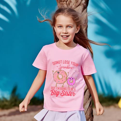 Image of Big Sister Announcement T Shirt Toddler Girls Promoted to Big Sister Tees Outfits 1-7 Years