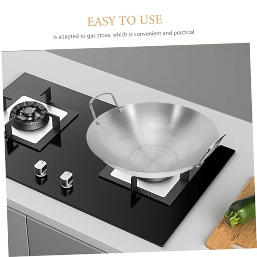 Wok de acero inoxidable con fondo redondo y asas dobles miniatura 3