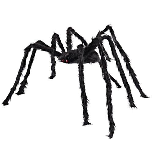 Araña artificial | 2 metros de decoración de araña para exterior | peludo accesorio espeluznante jardín terraza