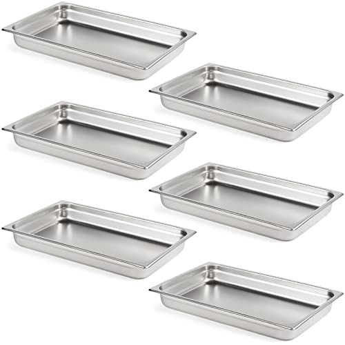 CURTA 6 Pack Full Size 2.5 Deep Anti-Jam Hotel Pans