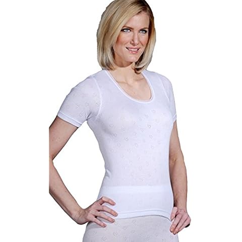 SNOWDROP Ladies Thermal Lace Spencer Vests Short Sleeve (Medium, White) Cover