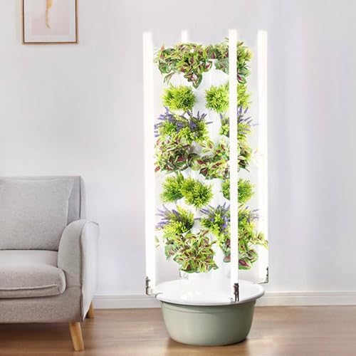 Hydroponic Indoor Tower Garden System with Automated LED Grow Lights, 5-Layer Vertical Planter for Soilless Cultivation, Smart Multi-Layer Hydroponics Equipment