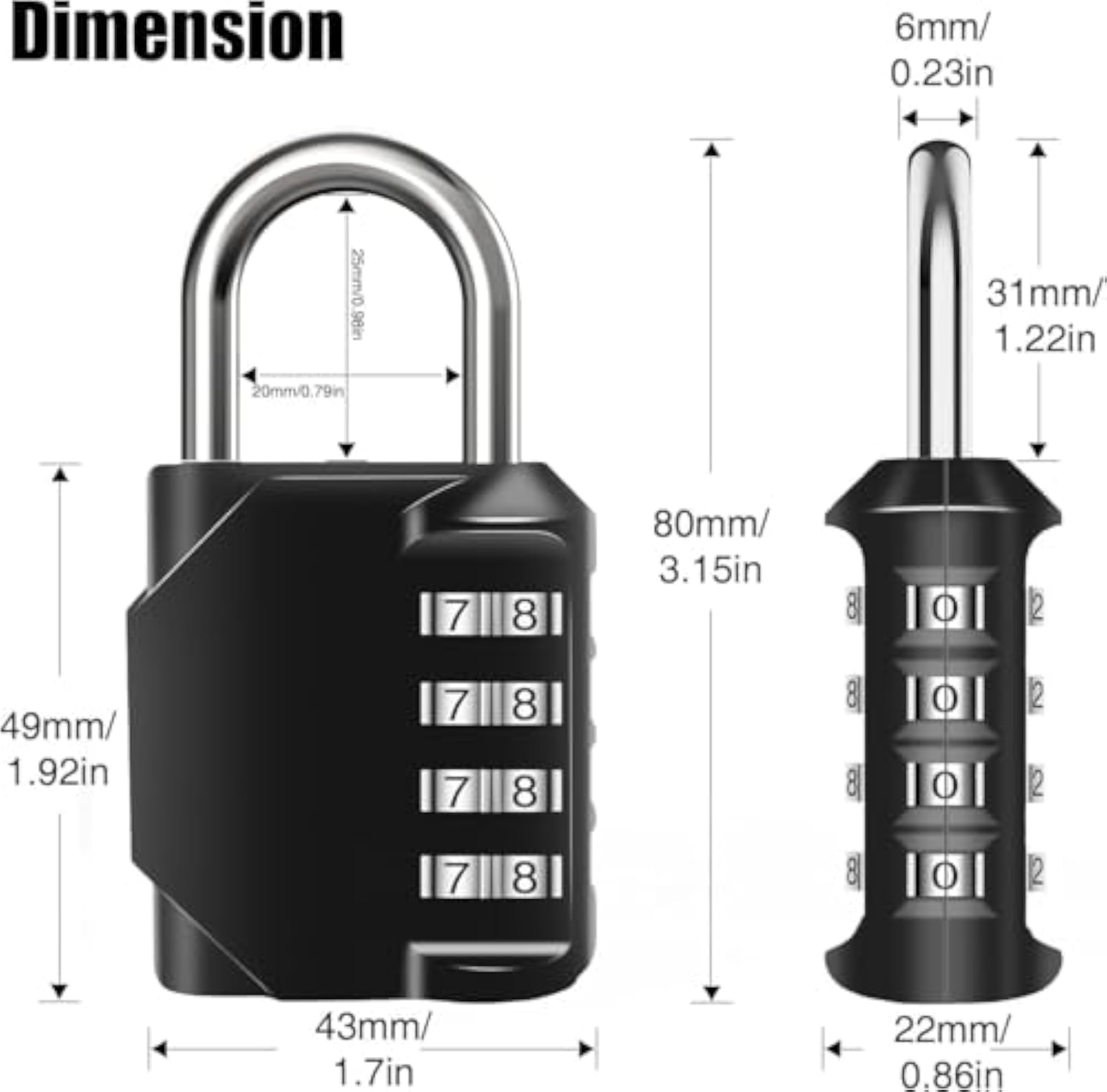 4 Digit Combination Lock for Luggage & Suitcase Security