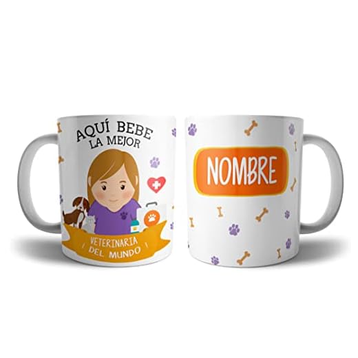Kartoon Kase Taza Original Personalizada Veterinaria con Nombre | Mejor del Mundo Taza Profesiones de Cafe Desayuno para Regalar (Veterinaria)