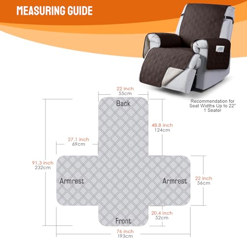 Image of VANSOFY 100% Waterproof Recliner Chair Covers, Recliner Cover Non-Slip Dog Chair Cover Furniture Protector Washable Slipcover with Pocket, Elastic Straps for Pets, Dogs(Chocolate, 22 inch)