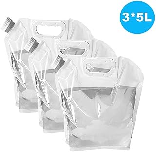 Ellsang 3x5L Collapsible Water Tank Container Bag, BPA Free Outdoor Folding Water Storage