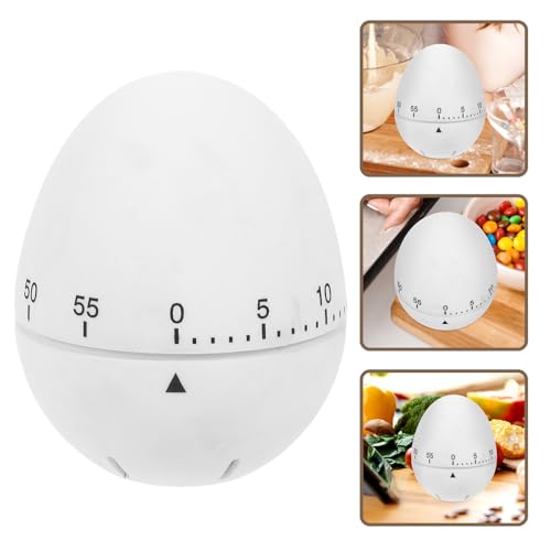 VILLCASE Manual Mechanical Kitchen Timer Egg Shape with Visual Countdown and Loud Alarm, Sturdy Metal and Silicone Construction, White Color, for Kitchen Cooking and Playing Time Management - Image 8