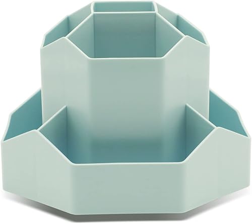 Miniatura 8 de Drcolly Portalápices giratorio para escritorio, lindo portalápices y organizador para escritorio (azul)