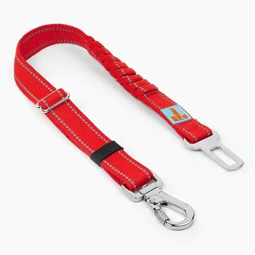 DF Co. Dog Seat Belt | Safe and Comfortable Dog Transportation | Adjustable Length, Anti-Shock Bungee, Universal Heavy Duty Clips | Red