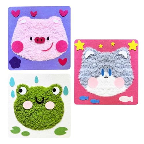 Juegos de costura para niños, juego de manualidades con animales, juego de manualidades y costura para niños, 3 adornos hechos a mano, juego de manualidades y costura para, juegos de costura para