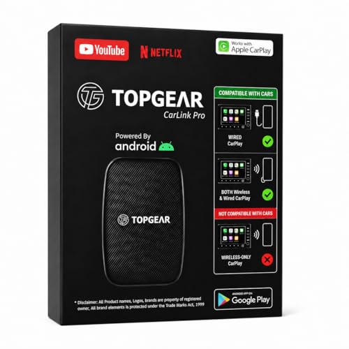 Image of TOPGEAR Ai Box for CP | Carlink | Android Converter | Picasso | Smart Car Media Box | for Wired Carplay Cars Only | 16GB Storage | Plug & Play CP Protocol Adapter | Upgrade Your Car Infotainment