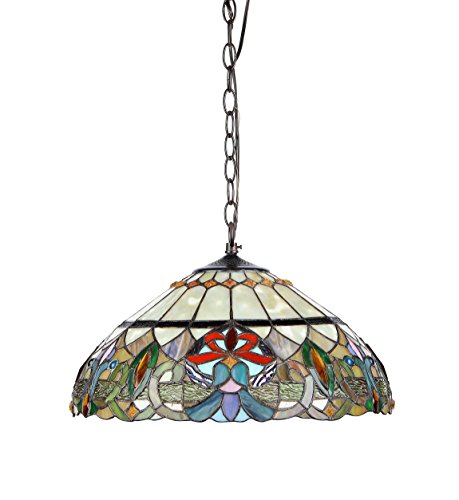 Chloe Lighting Ch33360Vr18-Dh2 Hester Tiffany Style Victorian 2 Light Ceiling Pendant Fixture With 18-Inch Shade, Multi Colored,Multi Coolored #TOP1