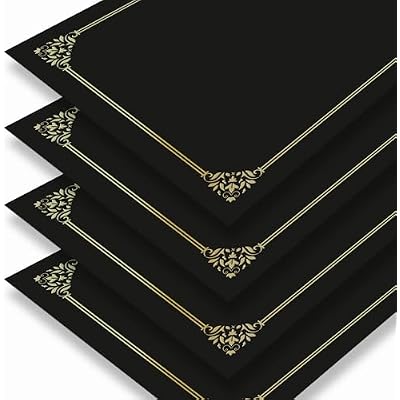 حاملات شهادات BELLE KR Black مقاس 8.5 x 11، 50 قطعة - تُستخدم كمجلدات لشهادات الجوائز مع حدود من رقائق الذهب للشهادات والجوائز والمستندات والدبلومات بحجم حرف 8.5 بوصة x 11 بوصة