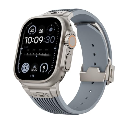 MODBAND For Apple Watch Band Ultra 2 49mm 46mm 45mm 44mm Rubber Strap Series 10 9 8 7 6 5 4 3 2 1 SE With Metal Connector(F,42/44/45mm)
