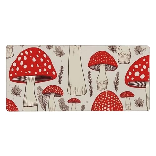 Tapis de souris de jeu XXL 90x40 cm champignon rouge décor de bureau étendu