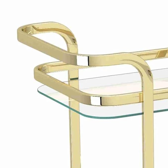 Image of Stainless Steel Trolley for Home with Wheels and Handle 3 Tier Restaurant Mobile Cart for Serving Food Kitchen Trolley Organizer with Gold Finish (Light Gold)