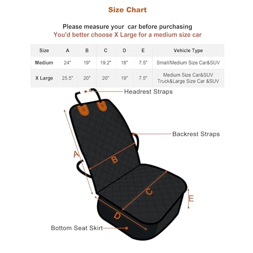 Image of Oxford Fabric Car Front Seat Covers for Dogs Scratch-Proof Pet Car Seat Cover Non-Slip Car Seat Protector for Dogs Bucket Seat Cover, Black
