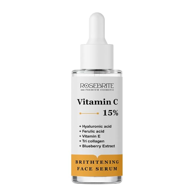 Vitamin C 15% Brightening Face Serum, with Hyaluronic Acid, Ferulic Acid, Vitamin E, Tri Collagen, Blueberry Extract For Glowing & Brightening Skin, Reduces Pigmentation