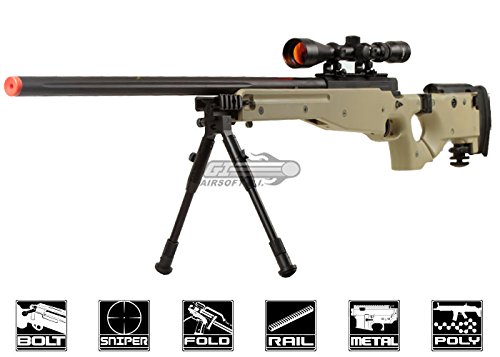 sniper airsoft 1000 fps - Well Full Metal MB08 Bolt Action Sniper Rifle (Tan/Scope Package)