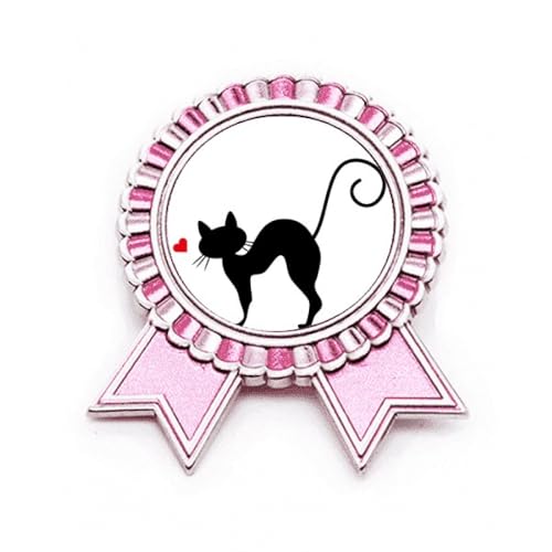 Broche chat rose en métal rigide taille M, attache stable pour veste
