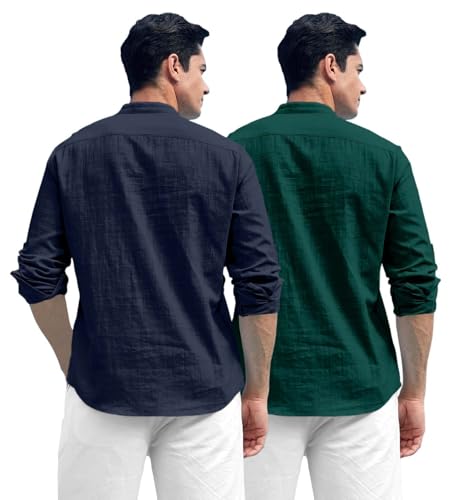 Image of Zombom Men's Kurta || Chinese Collar Long Sleeves || Straight Hip Length Kurtas || Short Kurta for Men || for Festival || Function || Occasion Wear Fancy Kurta for || Best Gifts for Men
