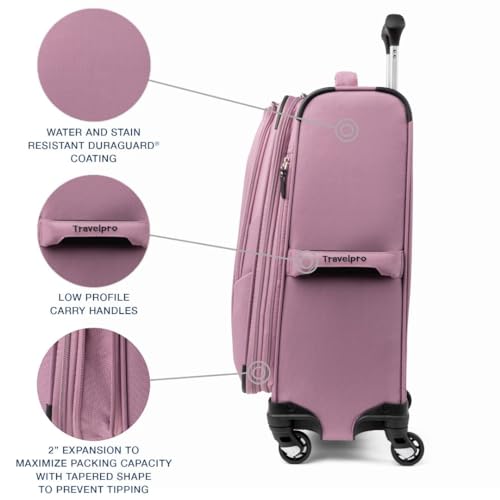 Travelpro Maxlite 5 Softside Expandable Luggage with 4 Spinner Wheels, Lightweight Suitcase, Men and Women, International, Orchid Pink Purple, Carry-on 21-Inch