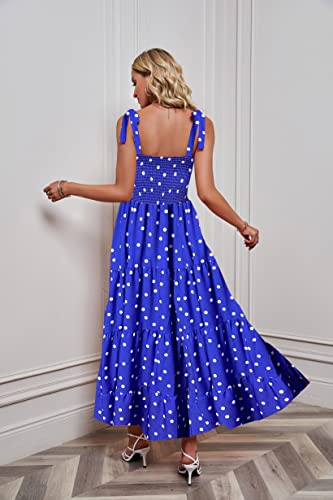 Image of kinstell Women's Summer Boho Spaghetti Strap Square Neck Ruffle Casual Flowy Long Dress Beach Swing Party Maxi Dress