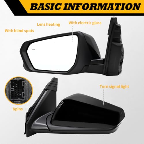 Jecoupoon Gloss Black Driver Side Mirror Assembly Compatible with Equinox/Terrain 2018-2024 w/Power Glass & Turn Signal & Heated and BSM 84225386 84225387 (8 Pins Left) by Jecoupoon - Used condition - Image 4